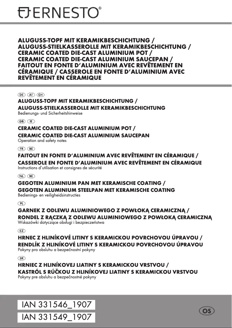 Page 1 de la notice Manuel utilisateur Ernesto IAN 353019