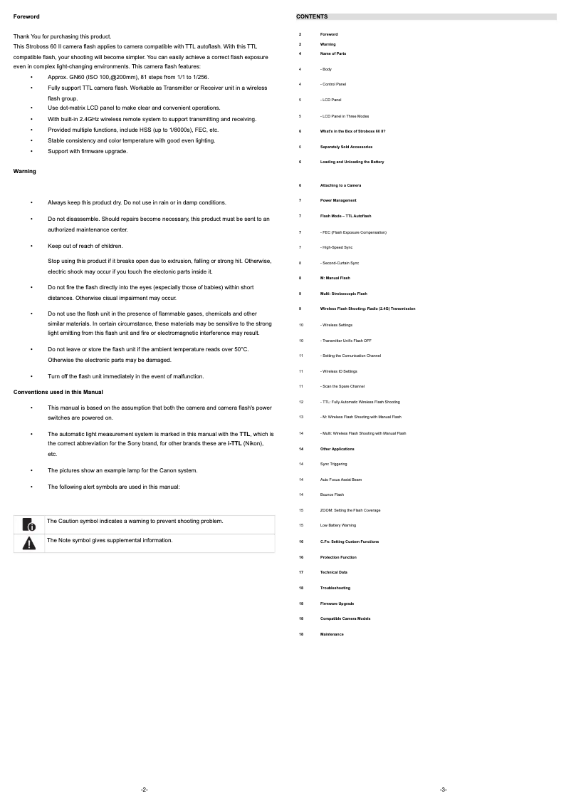 Image de la première page du manuel de l'appareil Stroboss 60 II