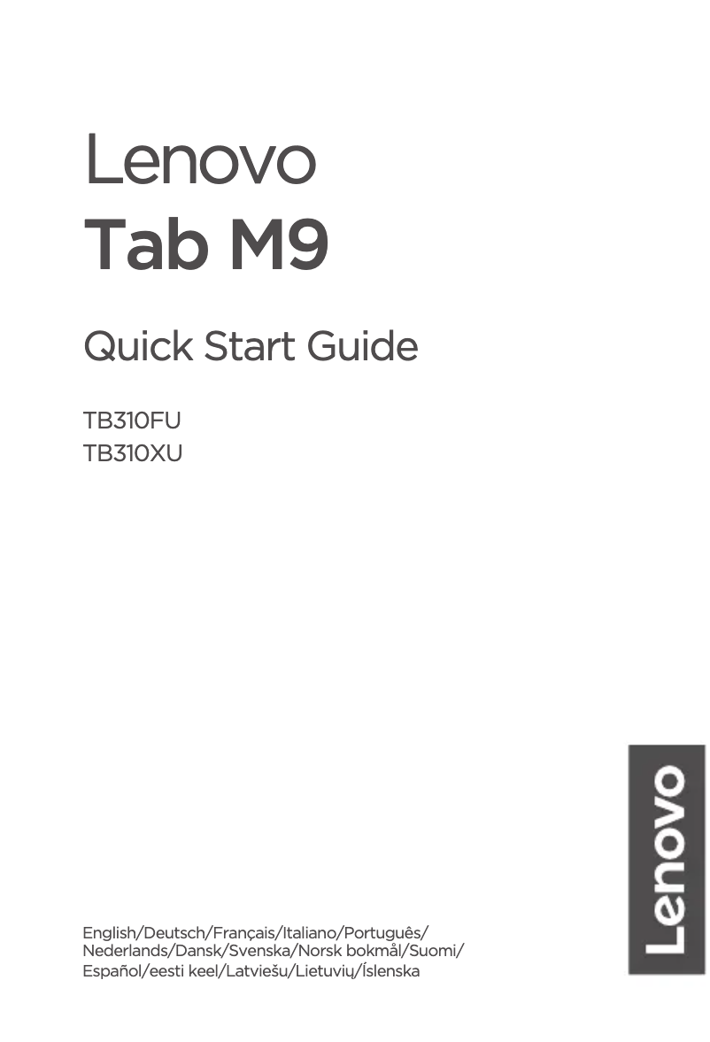 Image de la première page du manuel de l'appareil Tab M9