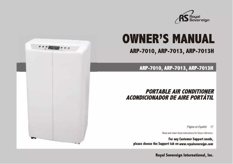 Page 1 de la notice Manuel utilisateur Royal Sovereign ARP-7013H