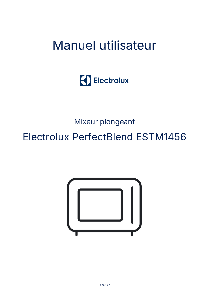 Page n°1 - Manuel utilisateur Electrolux PerfectBlend ESTM1456