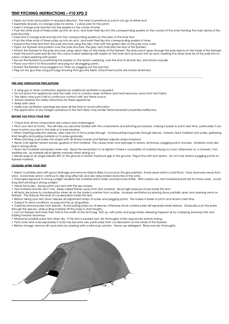 Page n°1 - Manuel utilisateur Vango F10 XPD 3
