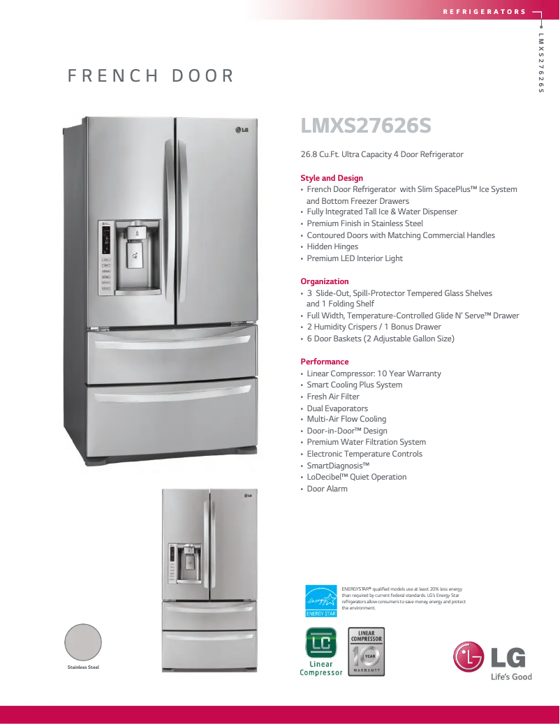 Página 1 del manual Ficha técnica LG LMXS27626S