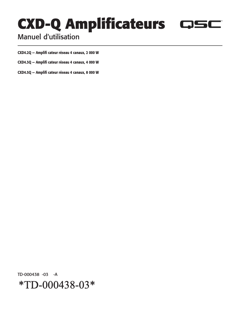 Page 1 de la notice Manuel utilisateur QSC CXD4.2Q
