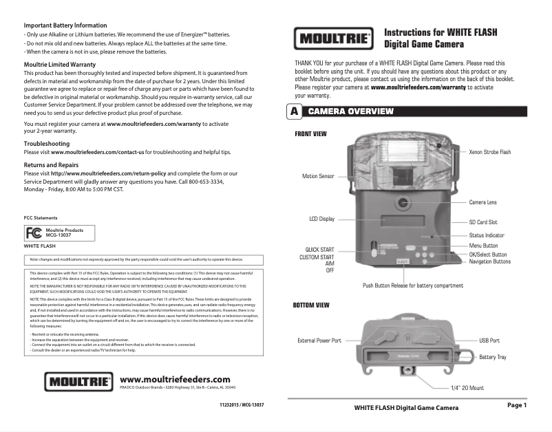 Image de la première page du manuel de l'appareil White Flash