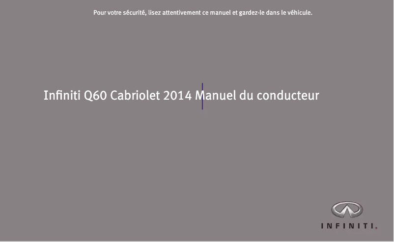 Page 1 de la notice Manuel utilisateur Infiniti Q60 Convertible (2014)