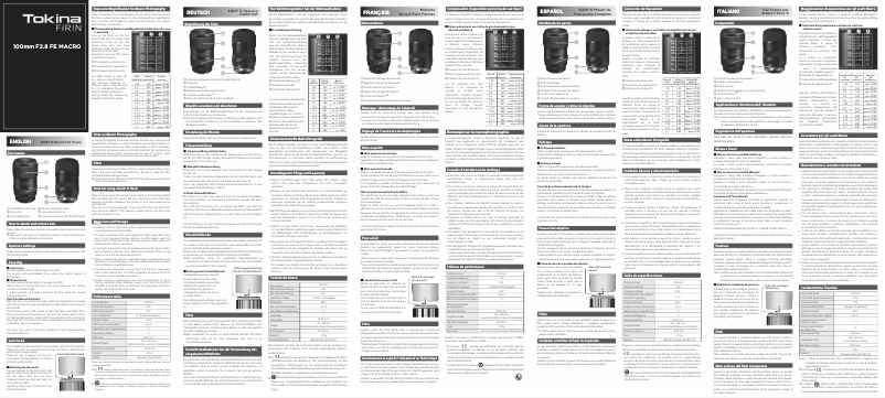 Page 1 de la notice Manuel utilisateur Tokina Opera 16-28mm F2.8 FF NAF