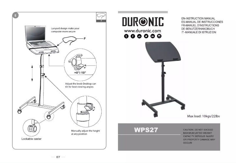 Page 1 de la notice Manuel utilisateur Duronic WPS27