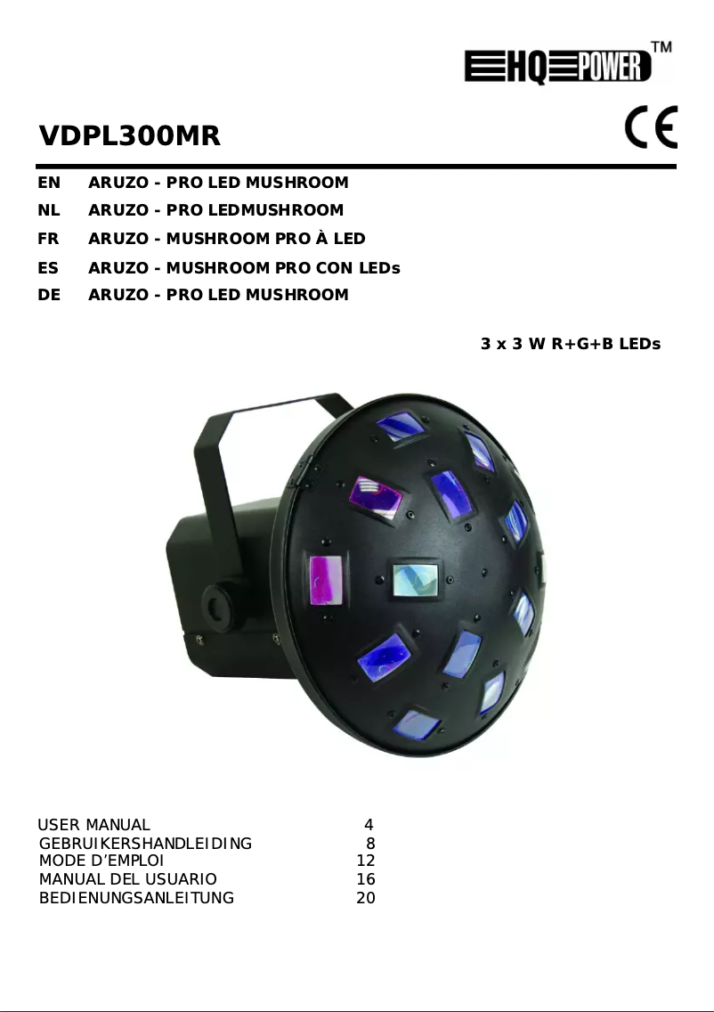 Page 1 de la notice Manuel utilisateur HQ Power Aruzo