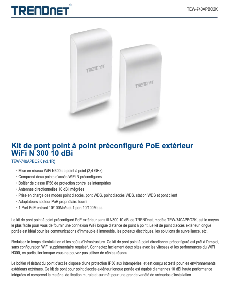 Image de la première page du manuel de l'appareil TEW-740APBO2K