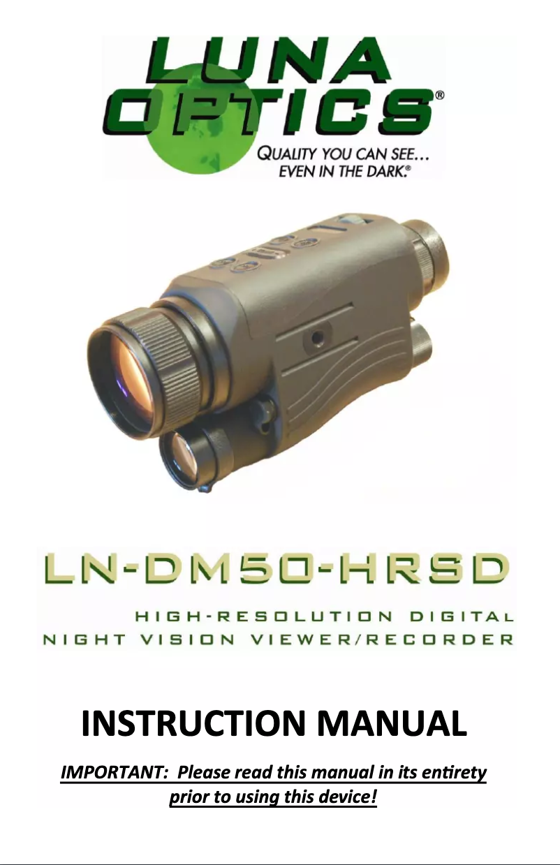 Page 1 de la notice Manuel utilisateur Luna Optics LN-DM50-HRSD