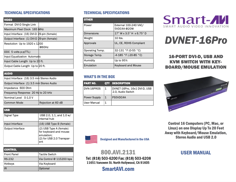 Page n°1 - Manuel utilisateur Smart-AVI DVN-16PRO-S