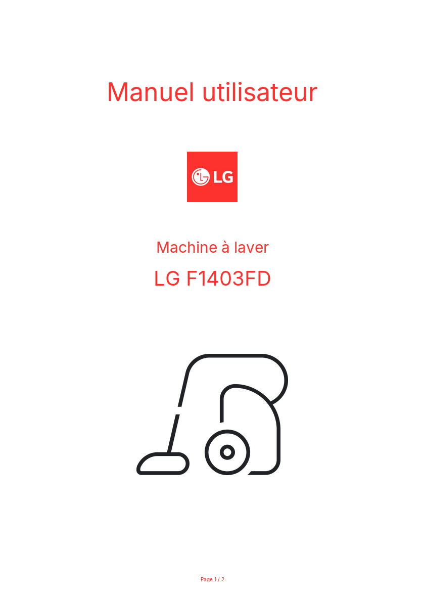 Page n°1 - Manuel utilisateur LG F1403FD