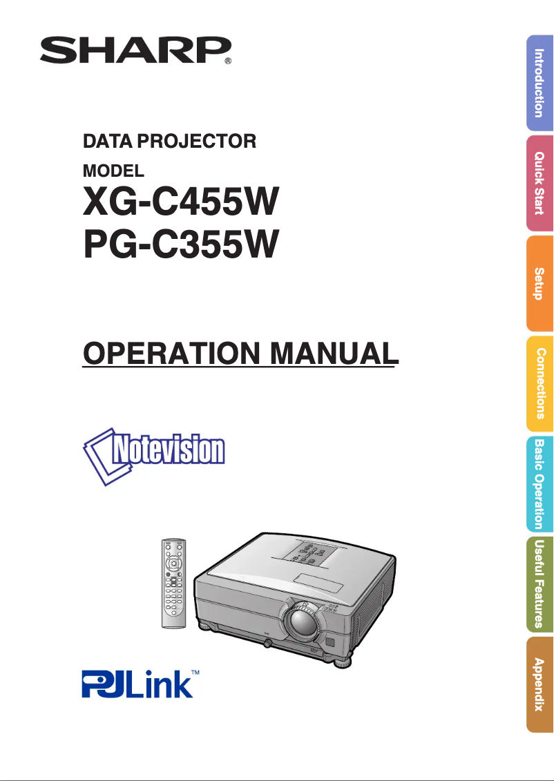 Page n°1 - Manuel utilisateur Sharp XG-C455W