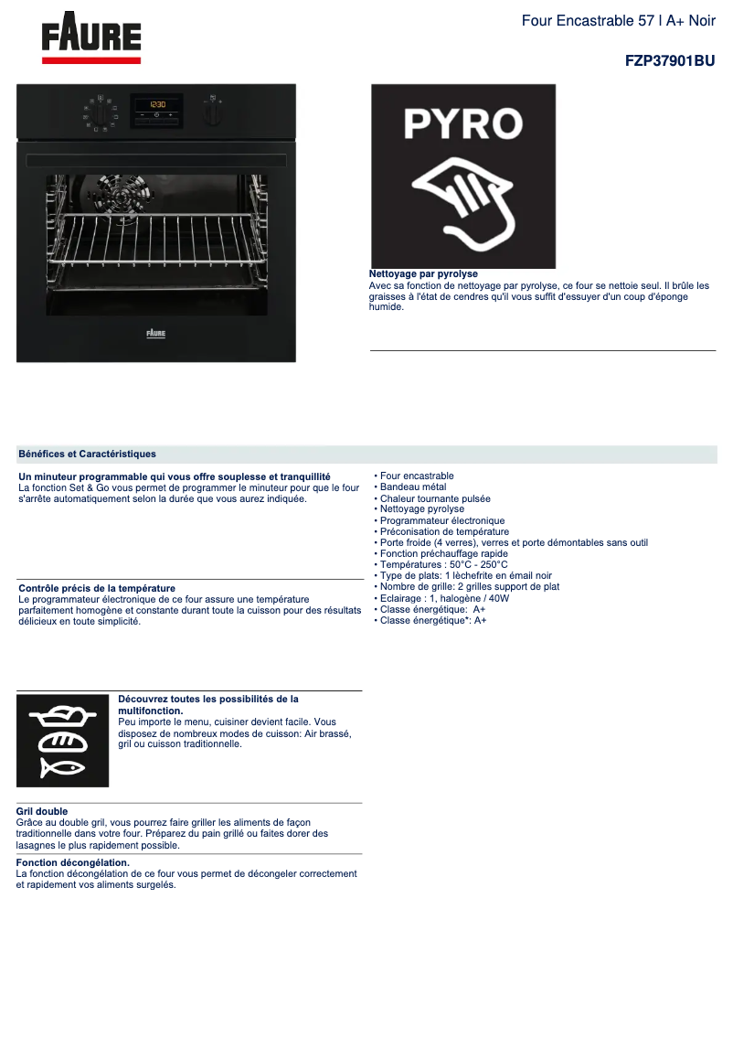 Imagen de la primera página del manual del dispositivo FZP37901BU