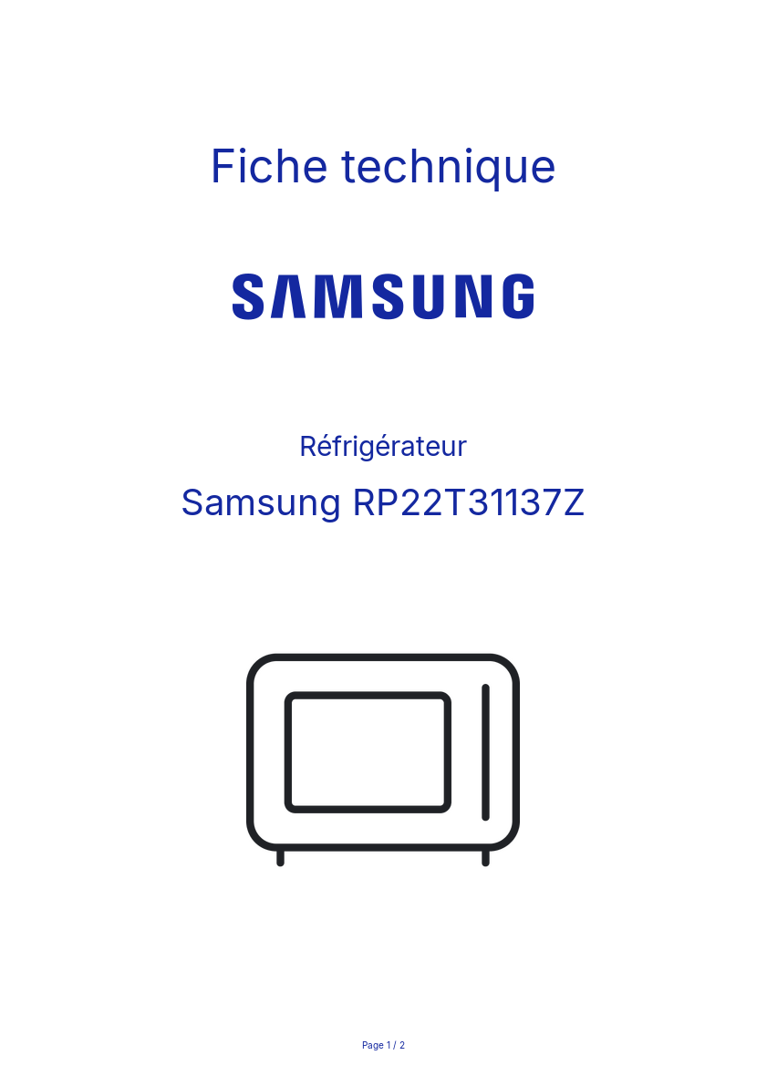 Page n°1 - Fiche technique Samsung RP22T31137Z