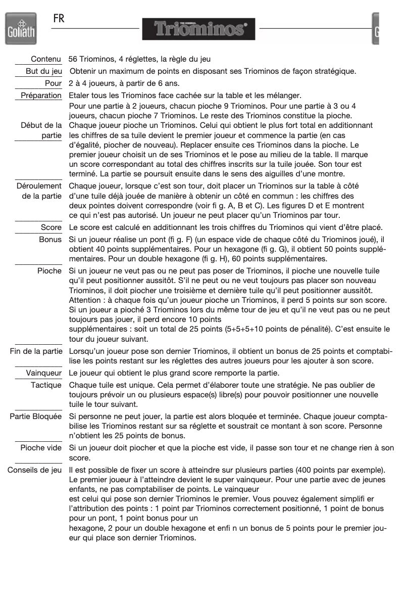 Página 1 del manual Manual de usuario Goliath Triominos The Original Travel Tour Edition (Tin)