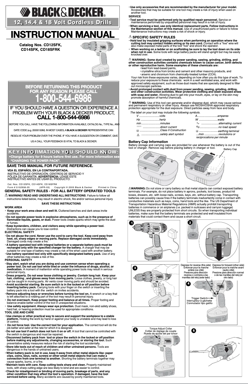 Page 1 de la notice Manuel utilisateur Black & Decker CD12SFK