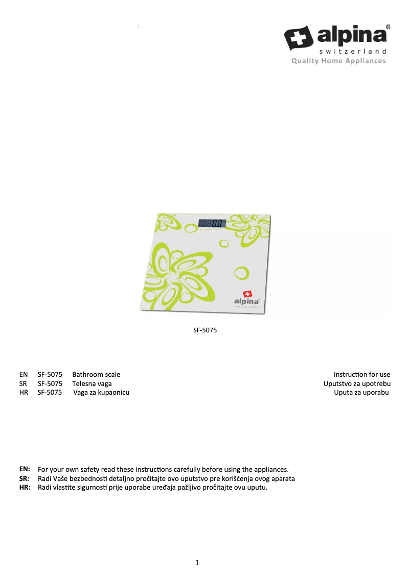 Image de la première page du manuel de l'appareil SF-5075