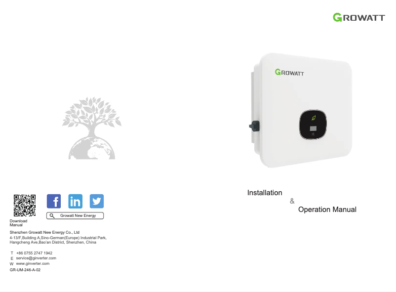 Page 1 de la notice Manuel utilisateur Growatt MOD 7000TL3-XH