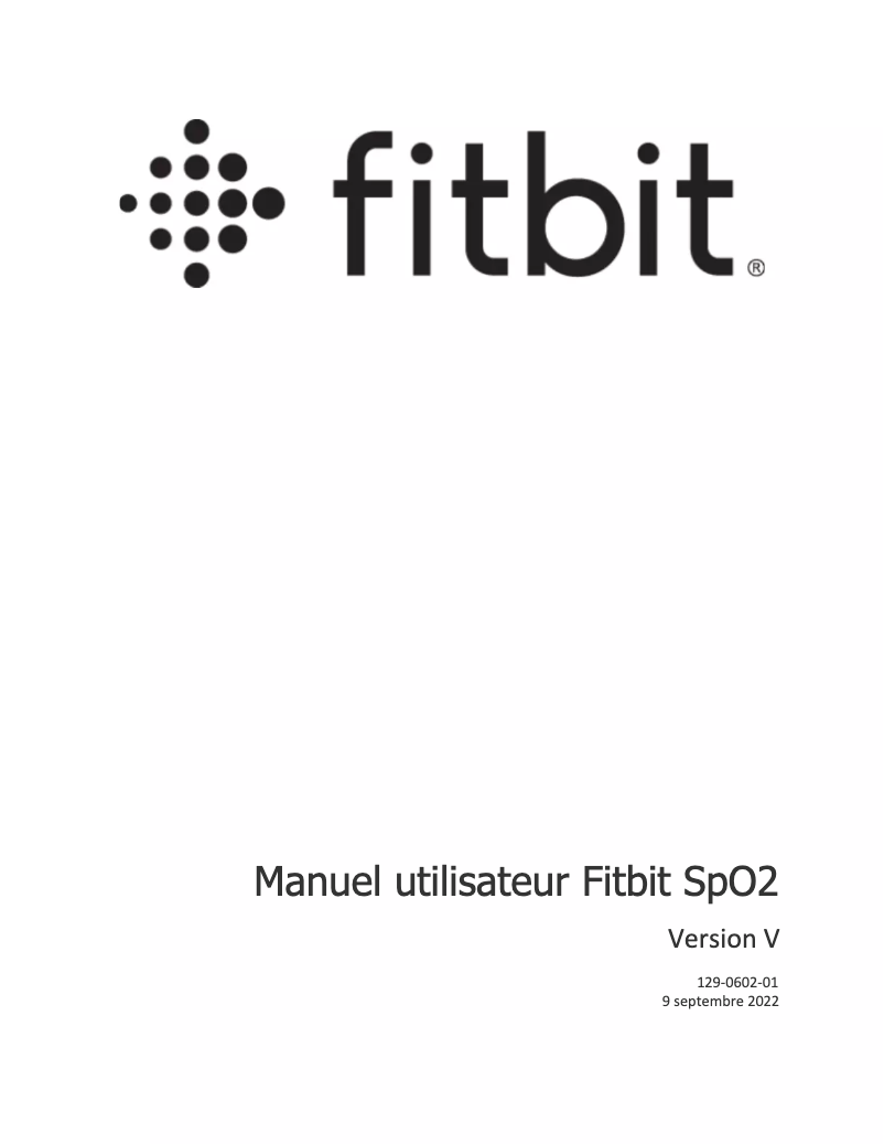 Page 1 de la notice Manuel utilisateur Fitbit SpO2