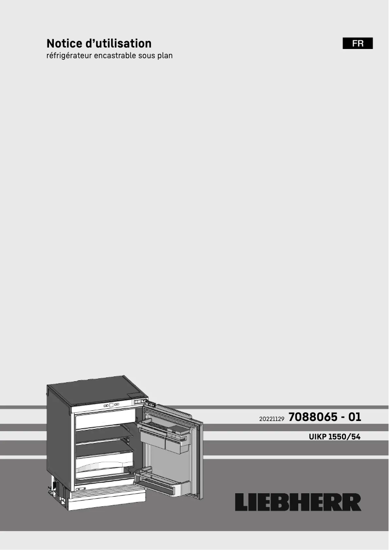 Page 1 de la notice Manuel utilisateur Liebherr UIKP 1554