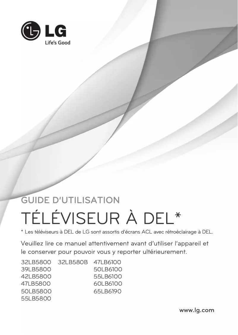 Page 1 de la notice Manuel utilisateur LG 55LB6100