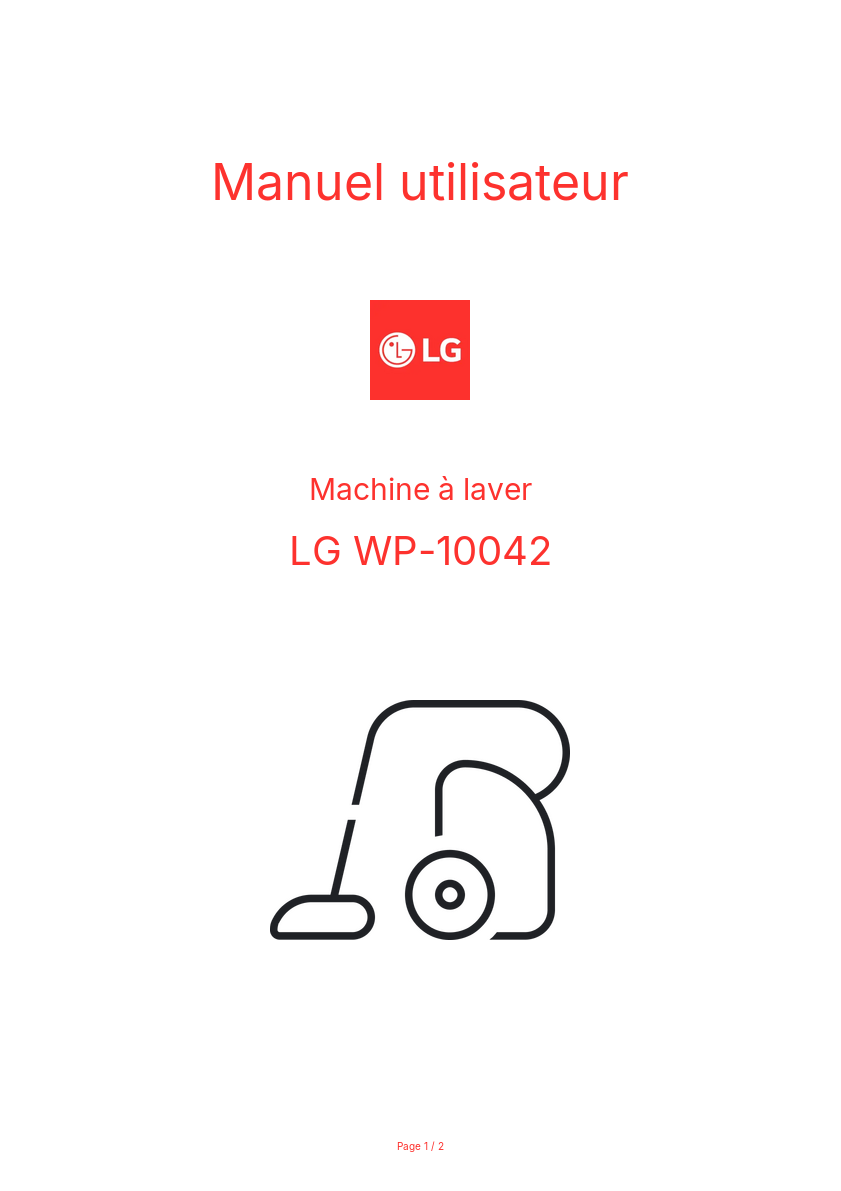 Page n°1 - Manuel utilisateur LG WP-10042