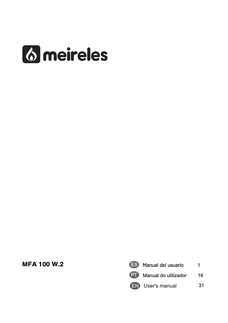 Page n°1 - Manuel utilisateur Meireles MFA 100 W.2