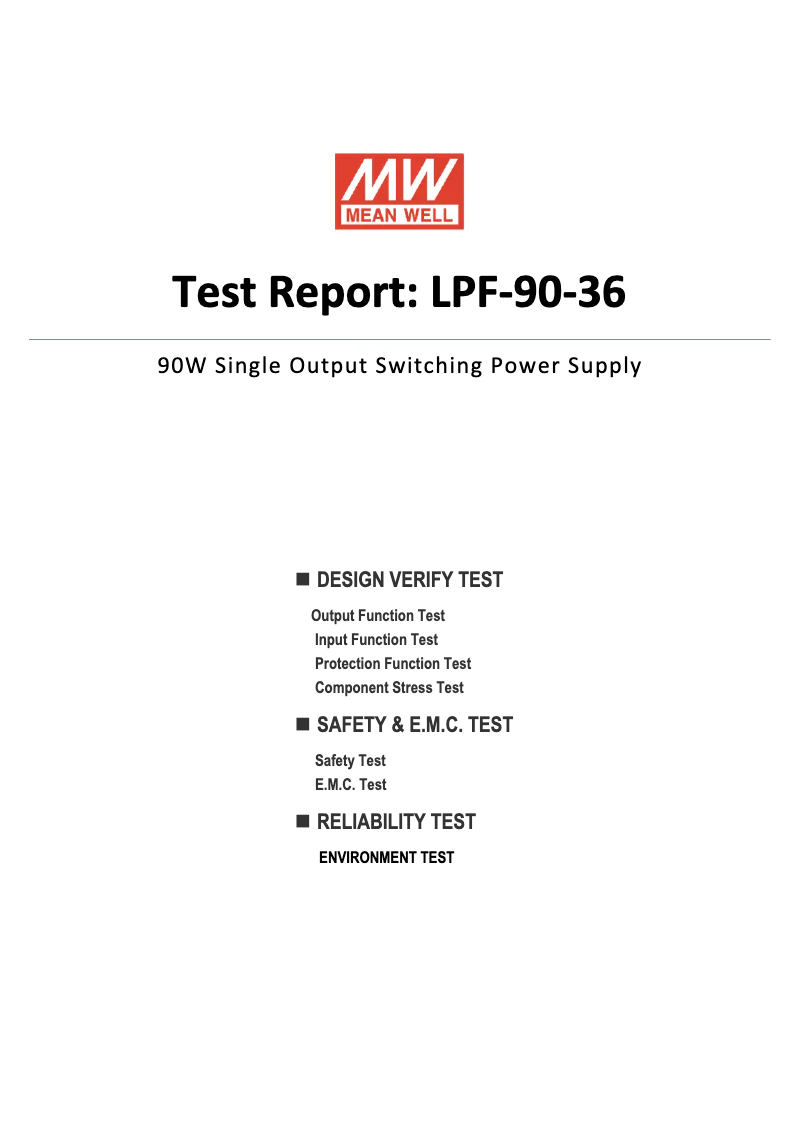 Page 1 de la notice Fiche technique Mean Well LPF-90-36