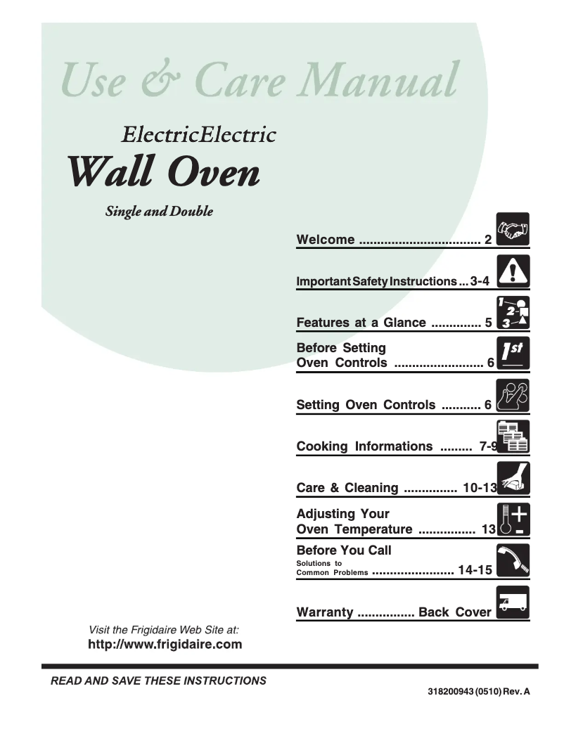 Page 1 de la notice Manuel utilisateur Frigidaire FEB27S6FC