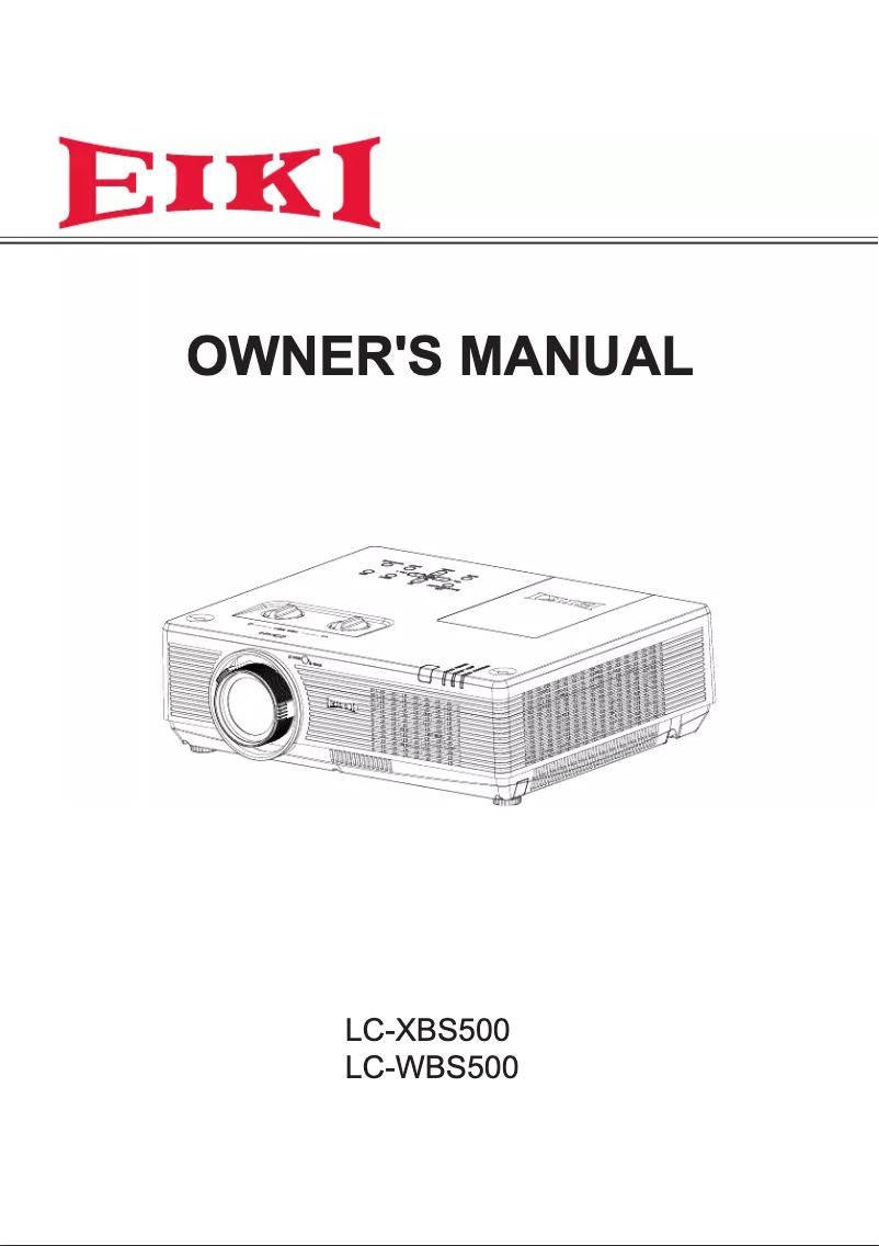 Page 1 de la notice Manuel utilisateur EIKI LC-WBS500
