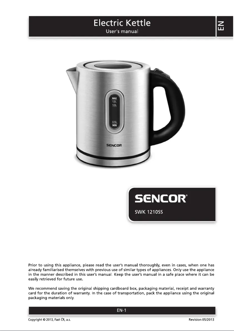 Page 1 de la notice Manuel utilisateur Sencor SWK 1210SS