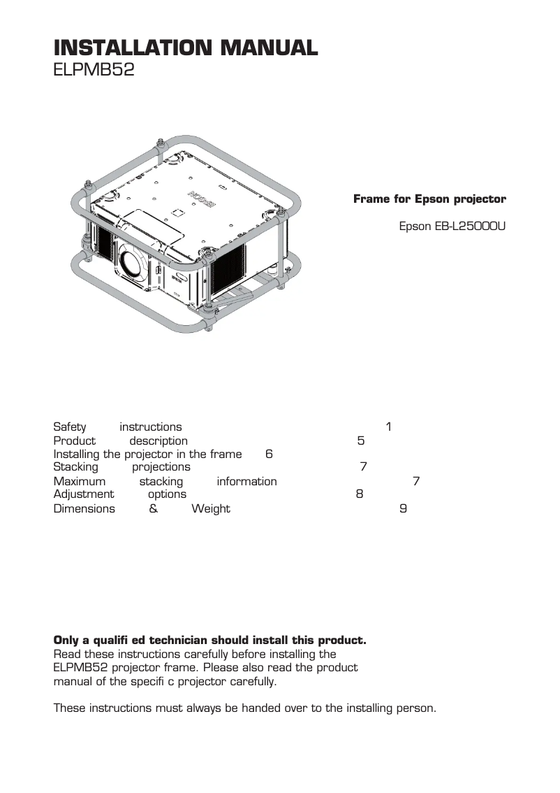 Page 1 de la notice Manuel utilisateur Epson ELPMB52