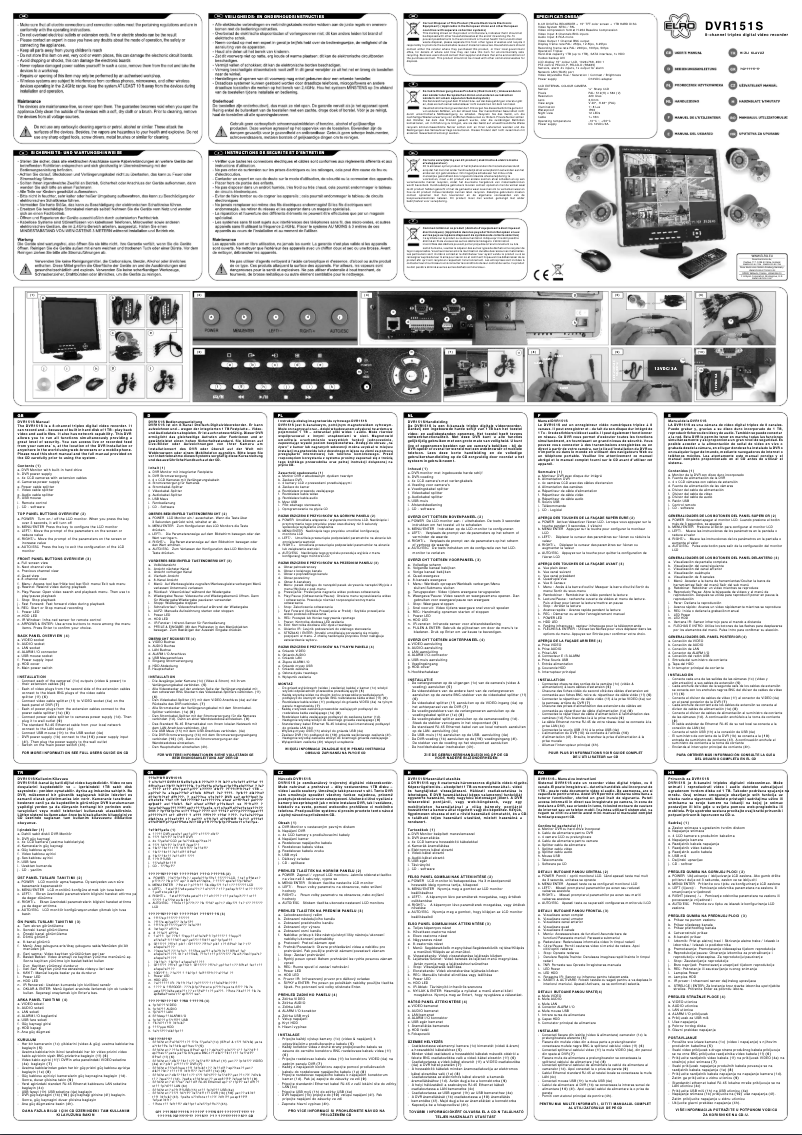 Page n°1 - Manuel utilisateur Elro DVR151S