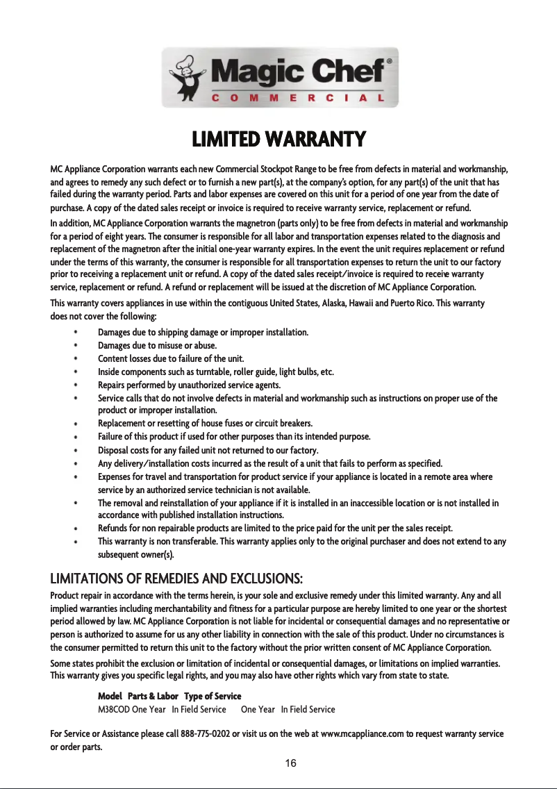 Image de la première page du manuel de l'appareil M38COD