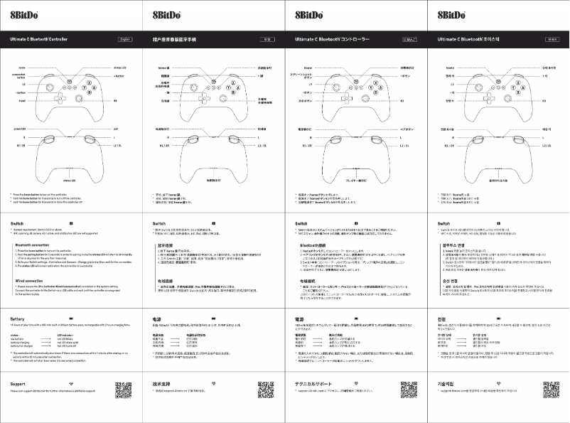 Page 1 de la notice Manuel utilisateur 8BitDo Ultimate C Bluetooth Controller