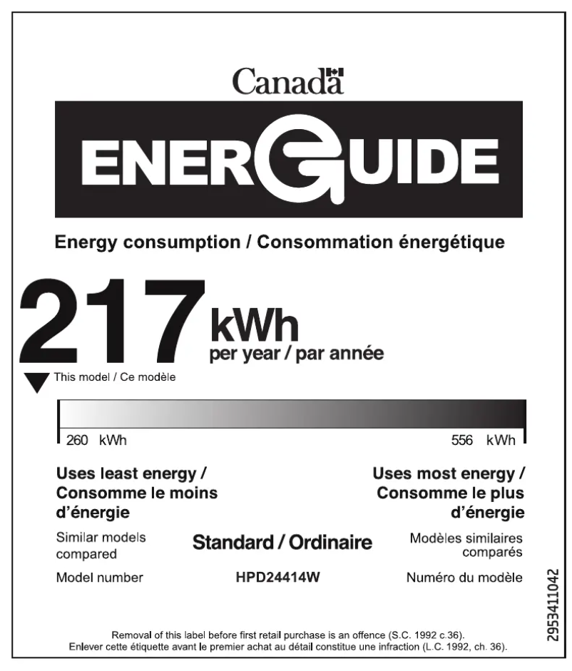 Page n°1 - Label énergétique Beko HPD24414W