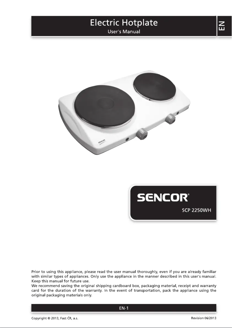 Página 1 del manual Manual de usuario Sencor SCP 2250WH