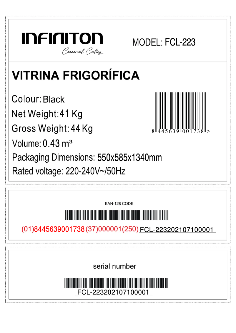 Page n°1 - Label énergétique Infiniton FCL-223