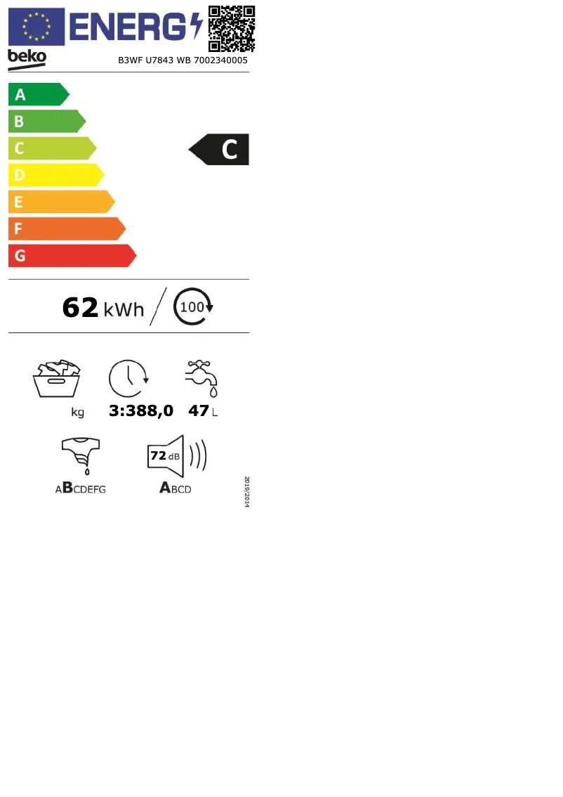 Image de la première page du manuel de l'appareil B3WF U7843 WB