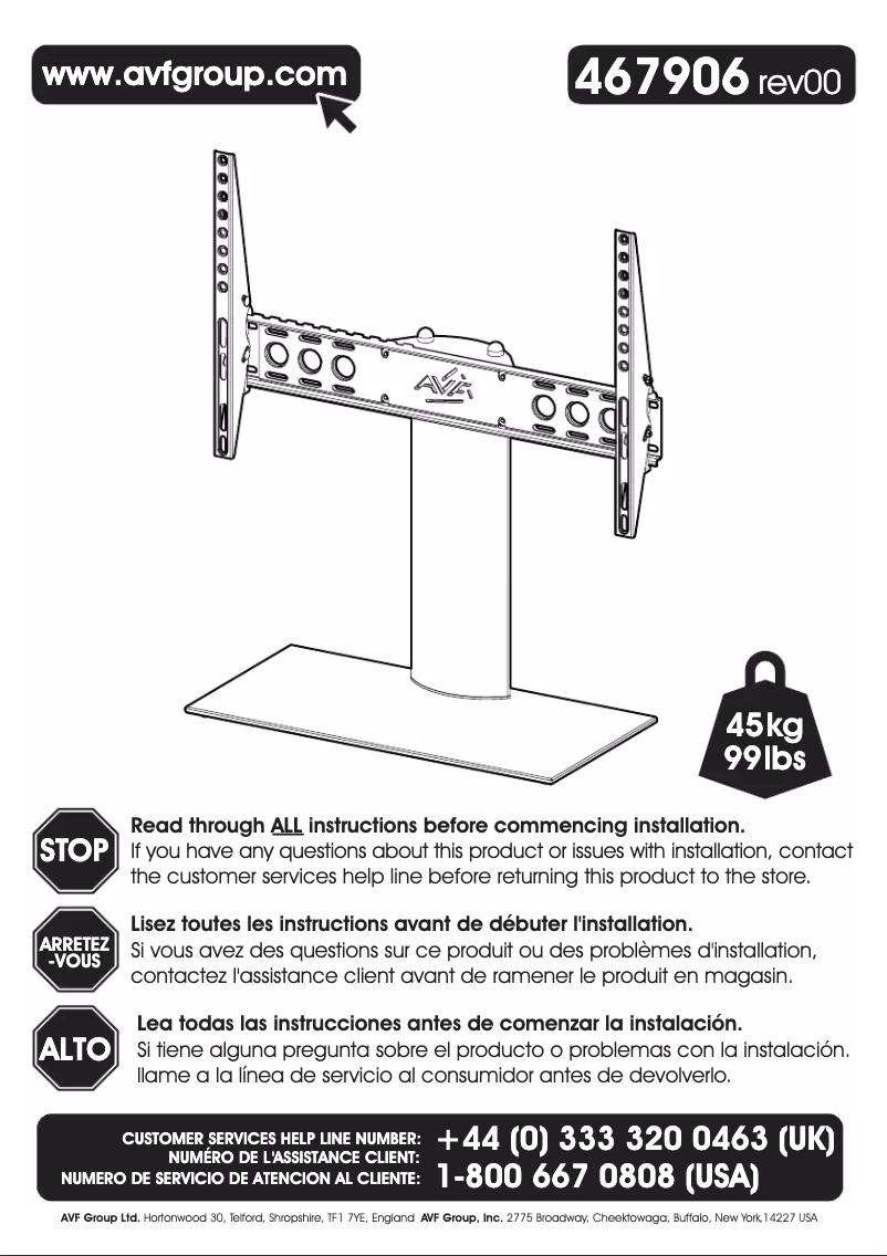 Page 1 de la notice Manuel utilisateur AVF B601BB-A