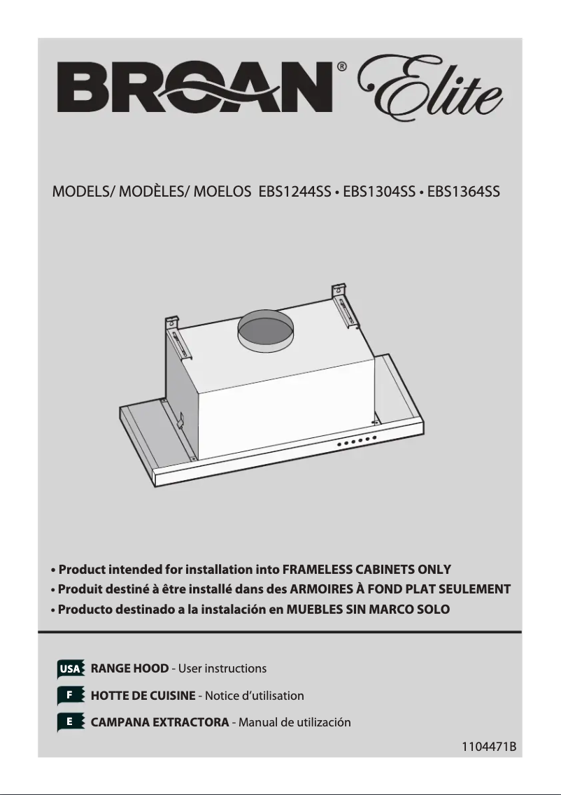 Page n°1 - Guide d'installation Broan Elite EBS1364SS