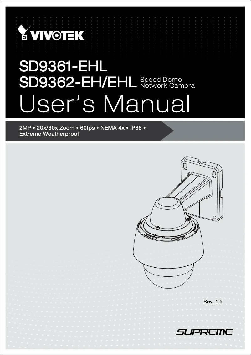Page 1 de la notice Manuel utilisateur Vivotek SD9361-EHL