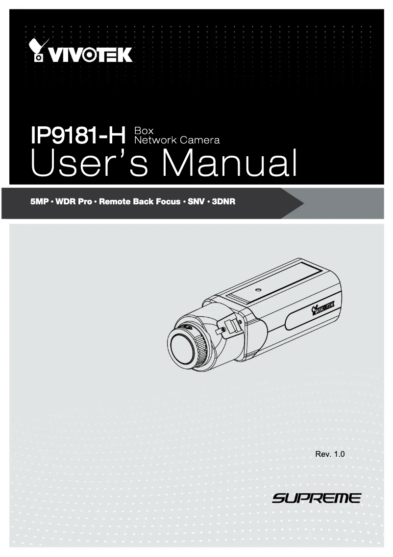 Page 1 de la notice Mode d'emploi Vivotek IP9181-H