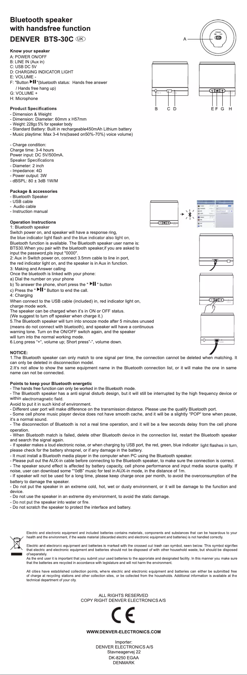 Image de la première page du manuel de l'appareil BTS-30