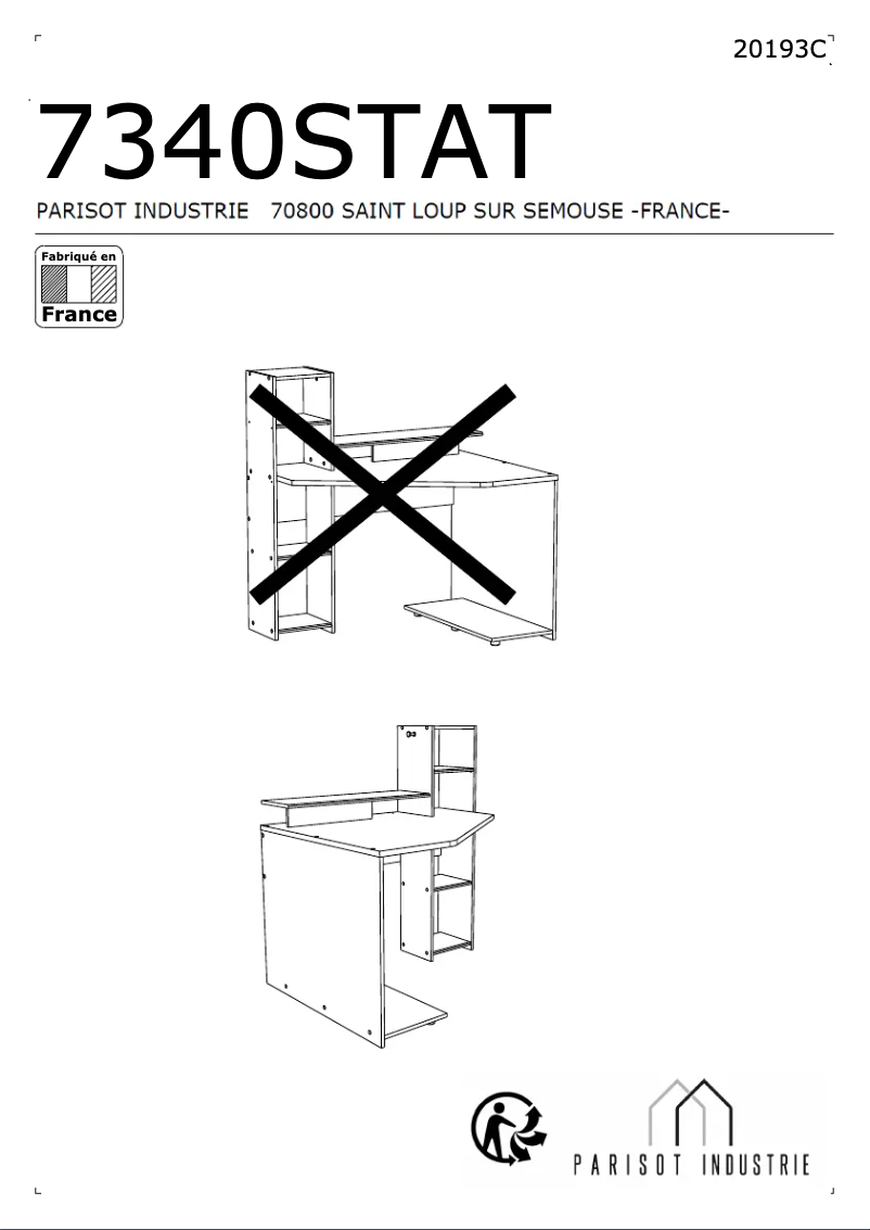 Page 1 de la notice Manuel utilisateur Parisot SetUp 7340STAT