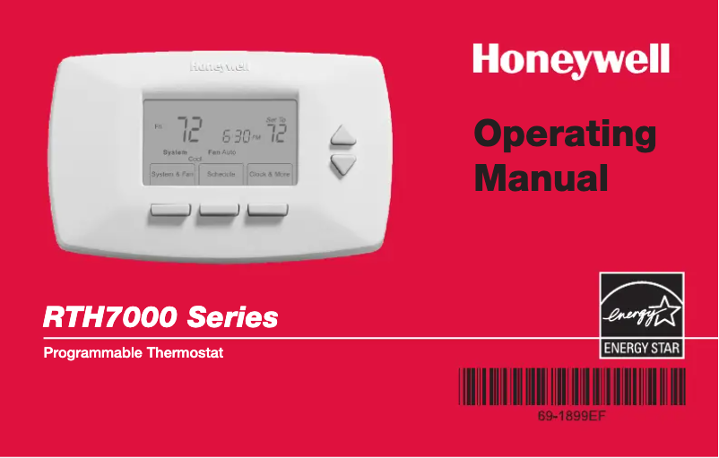 Page 1 de la notice Manuel utilisateur Honeywell RTH7000
