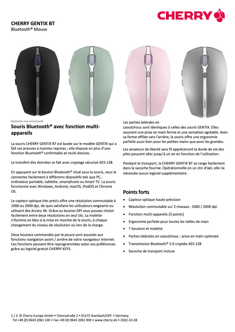 Page 1 de la notice Manuel utilisateur Cherry GENTIX BT