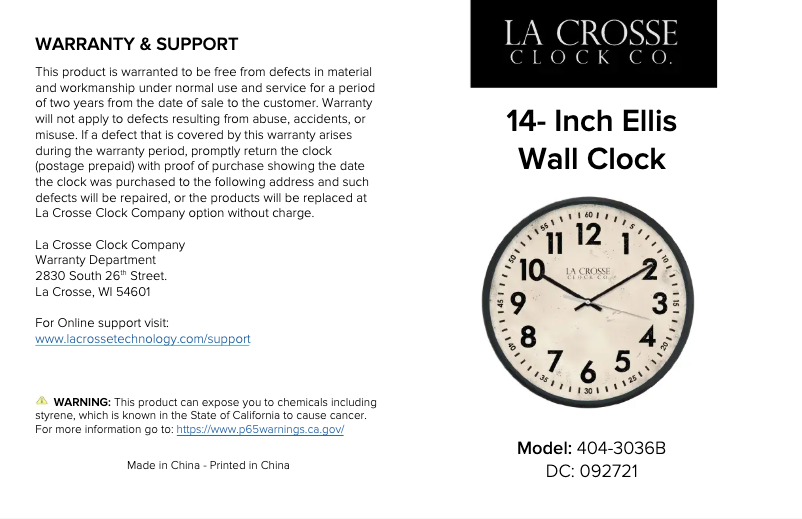 Page 1 de la notice Manuel utilisateur La Crosse Technology 404-3036B